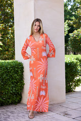 KAFTAN ESCOTE PICO PALMERAS ROSAS