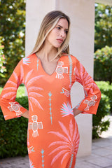 KAFTAN ESCOTE PICO PALMERAS ROSAS