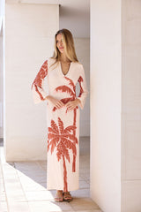 KAFTAN ESCOTE PICO PALMERAS TERRACOTA