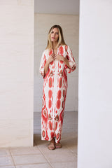 KAFTAN ESCOTE PICO ESTAMPADOS ROJOS