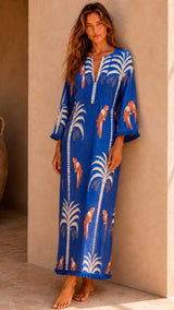 KAFTAN MEXI AZUL LOROS