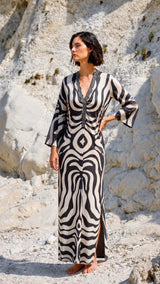 KAFTAN KENIA NEGRO Y BLANCO MEDUSA