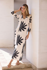 KAFTAN ESCOTE PICO PALMERAS NEGRAS