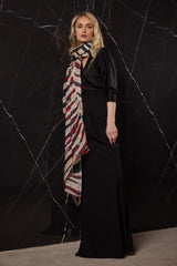 PASHMINA ESTAMPADA NEGRA Y BEIG