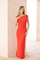 VESTIDO FIESTA ESPADA AIRE NARANJA