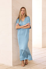 VESTIDO FIESTA KAFTAN AZUL