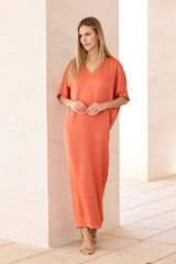 VESTIDO FIESTA KAFTAN NARANJA