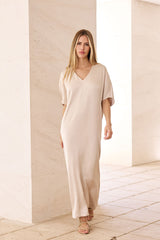 VESTIDO FIESTA KAFTAN NATURAL