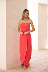 VESTIDO FIESTA PALABRA HONOR CORAL