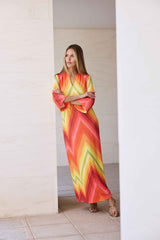 VESTIDO HILO RECTO Y CUELLO PICO ZIG ZAG