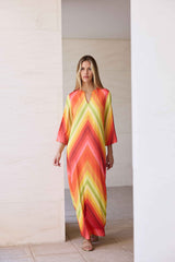 VESTIDO HILO RECTO Y CUELLO PICO ZIG ZAG