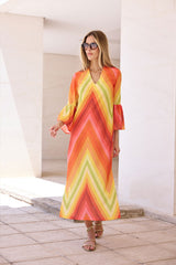 VESTIDO HILO VOLANTE ABAJO Y EN MANGA ZIG ZAG