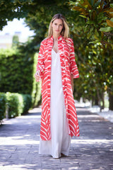 VESTIDO KIMONO HILO HOJAS ROJAS