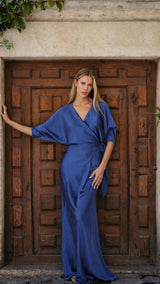 VESTIDO FIESTA KIMONO AZUL