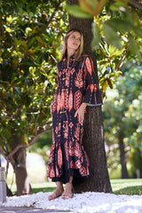VESTIDO KIMONO HILO FONDO NEGRO