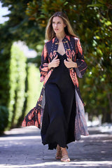 VESTIDO KIMONO HILO FONDO NEGRO