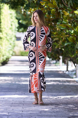 VESTIDO HILO VOLANTE ABAJO Y EN MANGA BICOLOR