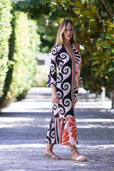 VESTIDO HILO VOLANTE ABAJO Y EN MANGA BICOLOR