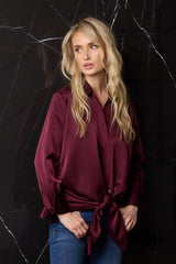 MARISA ARACIL BLUSA CAMISERA NUDO GRANATE