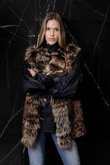 CHALECO JACQUARD CON PELO DE ZORRO BEIG