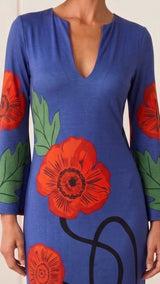 KAFTAN IKAT PICO AZUL FLOR