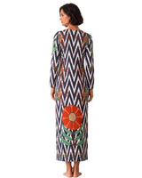 KAFTAN ESCOTE LAGRIMA IKAT ZIG ZAG AZULCON FLOR