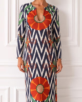 KAFTAN PICO IKAT ZIG ZAG AZUL