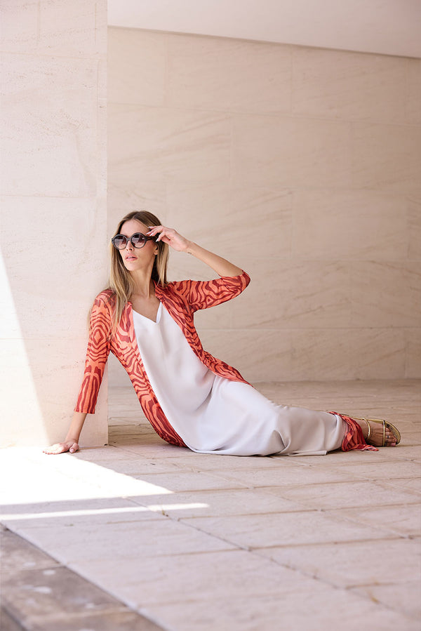 KAFTAN ABIERTO TUL ANIMAL PRINT ROJO