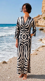 KAFTAN KENIA NEGRO Y BLANCO MEDUSA