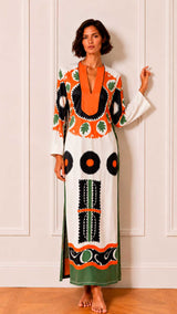 KAFTAN MEXI NARANJA Y NEGRO