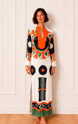 KAFTAN MEXI NARANJA Y NEGRO