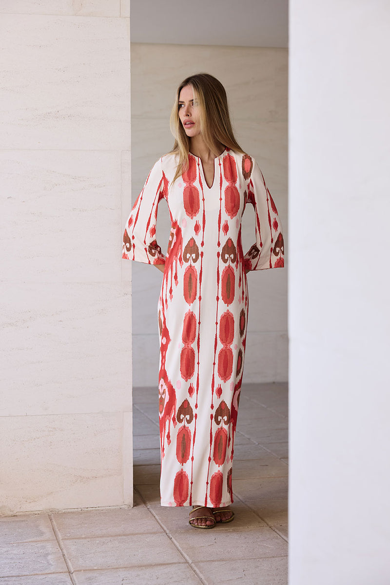 KAFTAN ESCOTE PICO ESTAMPADOS ROJOS