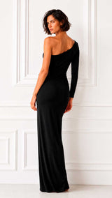 VESTIDO PUNTO 1 HOMBRO NEGRO