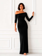 VESTIDO PUNTO CUELLO BARCA NEGRO