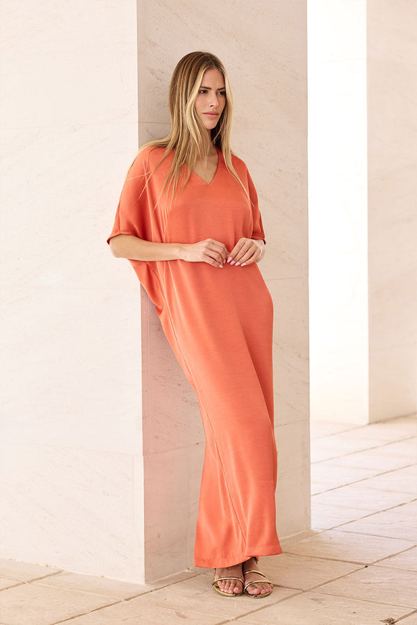 VESTIDO FIESTA KAFTAN NARANJA
