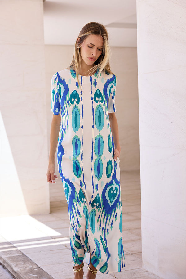 VESTIDO MANGA CORTA AZULES