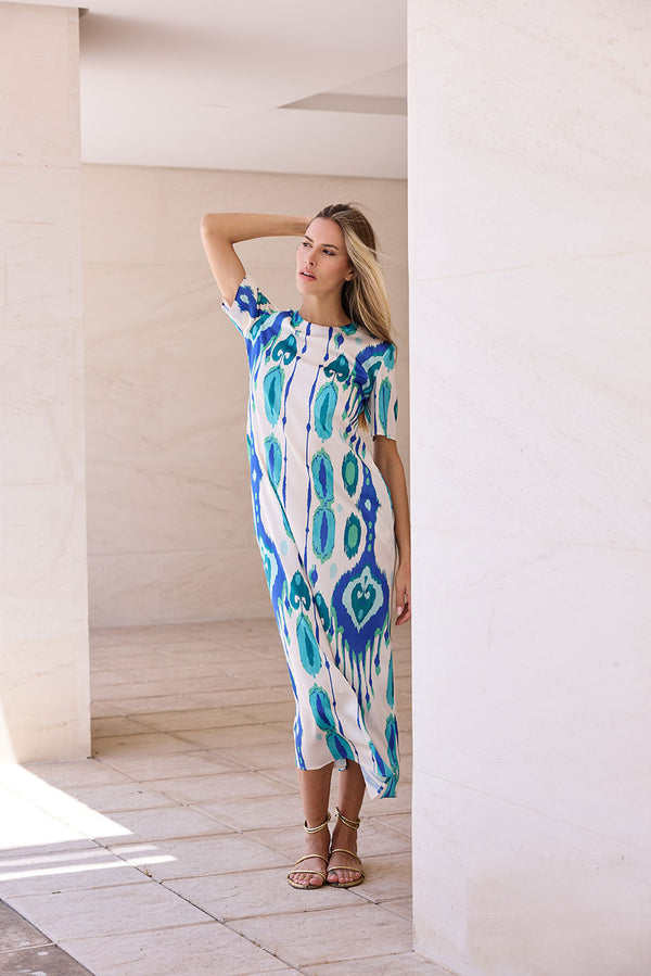 VESTIDO MANGA CORTA AZULES