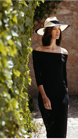 VESTIDO PUNTO CUELLO BARCA NEGRO